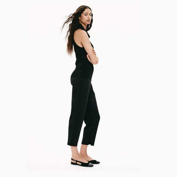 H&M Black Creased Tapered Suit Pants Small Crêpe Jersey High Waist New With Tags - Picture 4 of 16